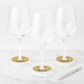 Gouden glinsterend monogram wijnglaslabel (Set)