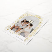 Gouden glinsterende boog foto folie kerstkaart folie feestdagenkaart (Gedraaid)