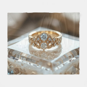 gouden glinsterende diamanten ring fleece deken