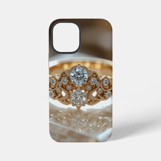 gouden glinsterende diamanten ring iPhone hoesje (Achterkant)