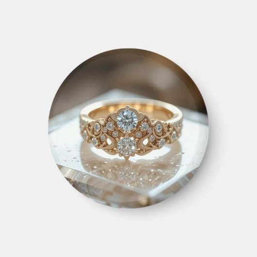 gouden glinsterende diamanten ring magneet (Voorkant)