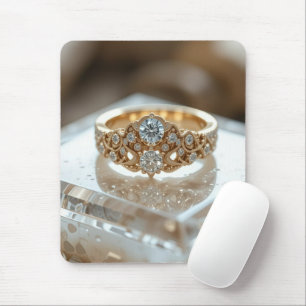 gouden glinsterende diamanten ring muismat