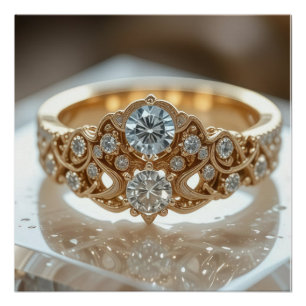 gouden glinsterende diamanten ring perfect poster