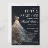 Gouden glinsterende Fifty and Fabulous galajurk Kaart (Voorkant)