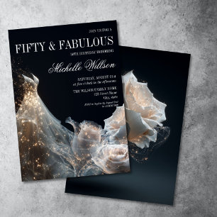 Gouden glinsterende Fifty and Fabulous galajurk Kaart