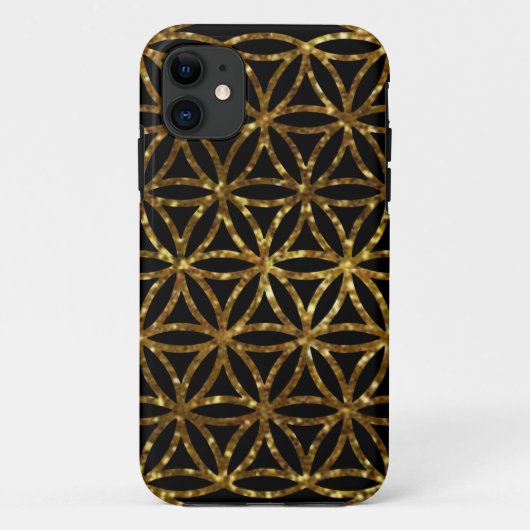 Gouden glinsterende glinsterende levensbloem Case-Mate iPhone case (Achterkant)