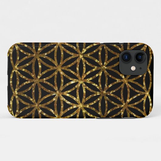 Gouden glinsterende glinsterende levensbloem Case-Mate iPhone case (Achterkant (horizontaal))
