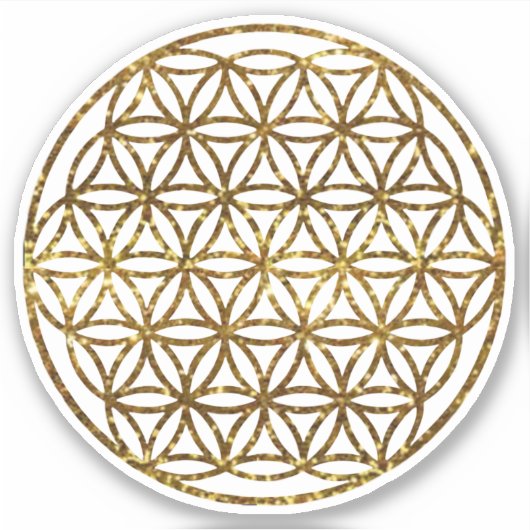 Gouden glinsterende glinsterende levensbloem sticker (Voorkant)