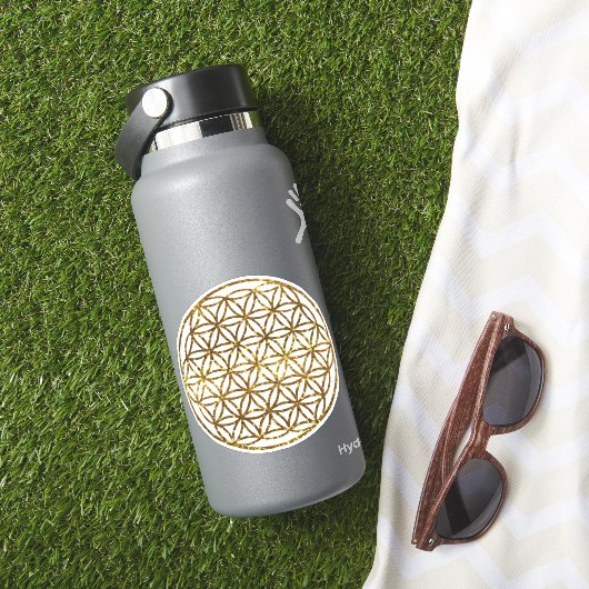 Gouden glinsterende glinsterende levensbloem sticker (HydroFlask Insitu)