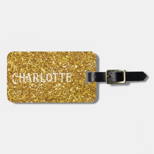 Gouden glinsterende glitterpatroon    bagagelabel (Voorkant horizontaal)