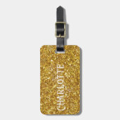 Gouden glinsterende glitterpatroon    bagagelabel (Voorkant verticaal)