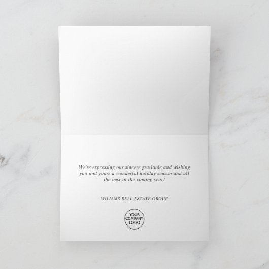 Gouden glinsterende kerstballen zakelijke groet feestdagen kaart (Binnen)