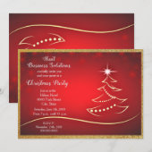Gouden glinsterende kerstboom op rode feestelijke  kaart (Voorkant / Achterkant)