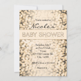 Gouden glinsterende lichten BABY SHOWER uitnodigin Kaart