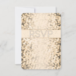 Gouden glinsterende lichten glamour bruiloft RSVP  Kaart