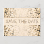 Gouden glinsterende lichten SAVE THE DATE Glam ans Aankondigingskaart (Voorkant)