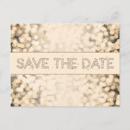 Gouden glinsterende lichten SAVE THE DATE Glam ans Aankondigingskaart