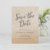 Gouden glinsterende Save our date trouwkaarten Save The Date (Staand voorkant)