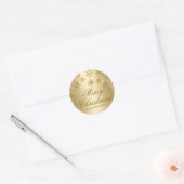 Gouden Glinsterende Sneeuwvlok Kerststicker Ronde Sticker (Envelop)