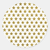 Gouden glinstersterren ronde sticker (Voorkant)