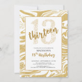 Gouden Glitter 13e verjaardag Modern Script Kaart (Voorkant)