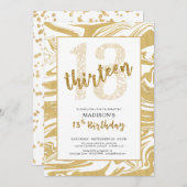 Gouden Glitter 13e verjaardag Modern Script Kaart (Voorkant / Achterkant)