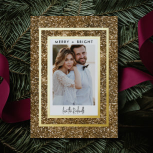 Gouden Glitter 1 Foto Echt Folie Feestdagenkaart