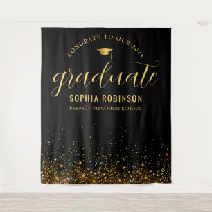 Gouden Glitter 2024 Afstuderen Afstudeerfeest Wandkleed