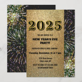 Gouden glitter 2025 oudejaarsavond goud vuurwerk kaart (Voorkant / Achterkant)