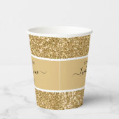 Gouden Glitter 21e Jubileum Happy Birthday Party Papieren Bekers (Rechts)