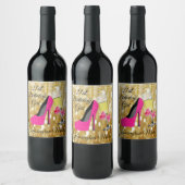 Gouden Glitter 21e Verjaardag Meisje Mousserende W Wijn Etiket (Flessen)