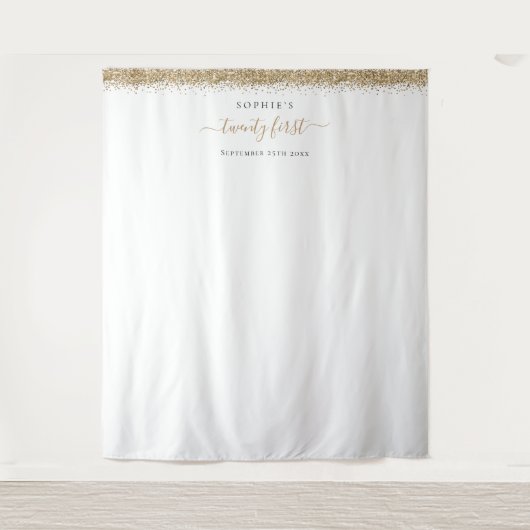 Gouden Glitter 21e Verjaardagsachtergrond voor Fot Wandkleed (Voorkant)