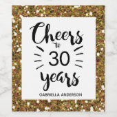 Gouden Glitter 30e Verjaardag - Proost op 30 jaar Wijn Etiket (Enkel label)