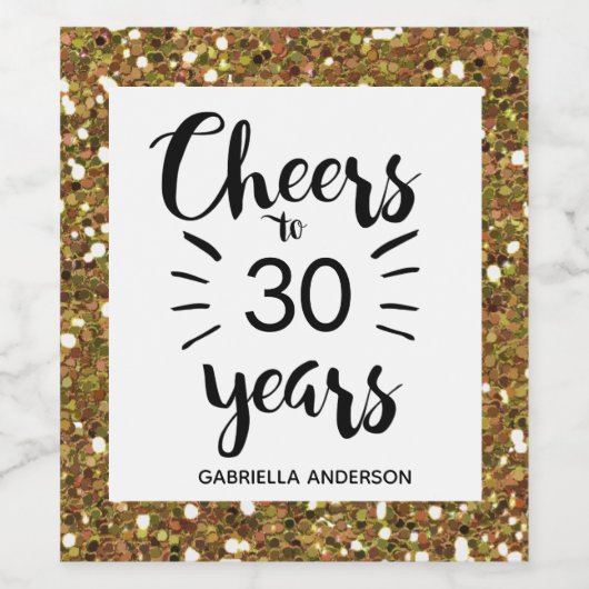 Gouden Glitter 30e Verjaardag - Proost op 30 jaar Wijn Etiket (Enkel label)