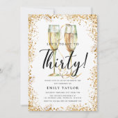 Gouden Glitter 30e Verjaardagsfeest Kaart (Voorkant)