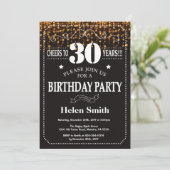 Gouden Glitter 30e Verjaardagsuitnodiging Kaart (Staand voorkant)