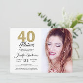 Gouden Glitter 40 en Fabulous 40e verjaardag foto Kaart (Staand voorkant)