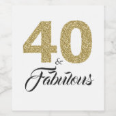 Gouden Glitter 40 en Fabulous 40th Verjaardagsfees Wijn Etiket (Enkel label)
