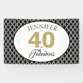 Gouden Glitter 40 en Fabulous Aangepaste 40e Verja Spandoek (Horizontaal)