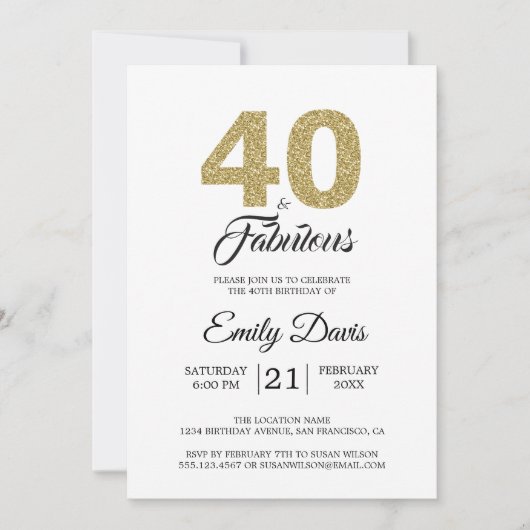Gouden Glitter 40 en geweldig | 40e verjaardag Kaart (Voorkant)