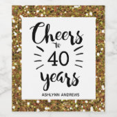 Gouden Glitter 40e Verjaardag - Proost op 40 jaar Wijn Etiket (Enkel label)