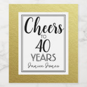 Gouden Glitter 40e verjaardag Proost tot 40 jaar Wijn Etiket (Enkel label)
