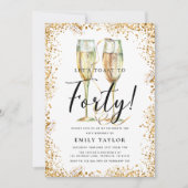 Gouden Glitter 40e Verjaardagsfeest Kaart (Voorkant)