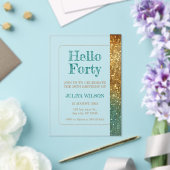 Gouden Glitter 40e verjaardagsfeestje Acryl Uitnodigingen (Insitu (Huwelijk))