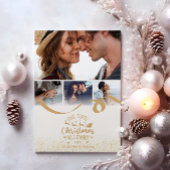 Gouden Glitter 4 Foto Kerstmis Feestdagenkaart