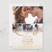 Gouden Glitter 4 Foto Kerstmis Feestdagenkaart (Voorkant)