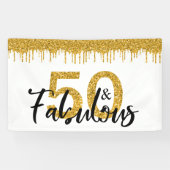 Gouden Glitter 50 en Fabulous Verjaardag Decoratie Spandoek (Horizontaal)