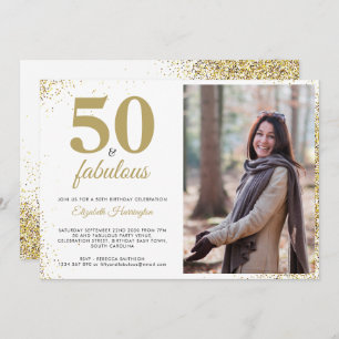 Gouden glitter 50 en fantastische verjaardagsuitno kaart
