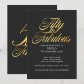 Gouden Glitter 50 en Uitstekende Moderne 50ste Ver Kaart (Voorkant / Achterkant)