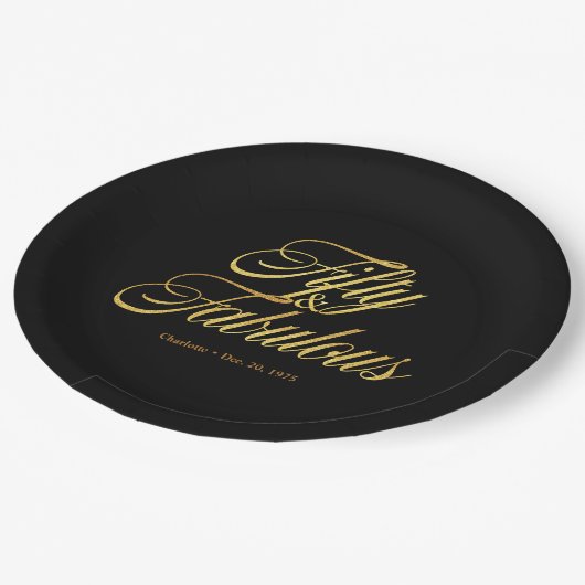 Gouden Glitter 50 en Uitstekende Moderne 50ste Ver Papieren Bordje (Gekanteld)